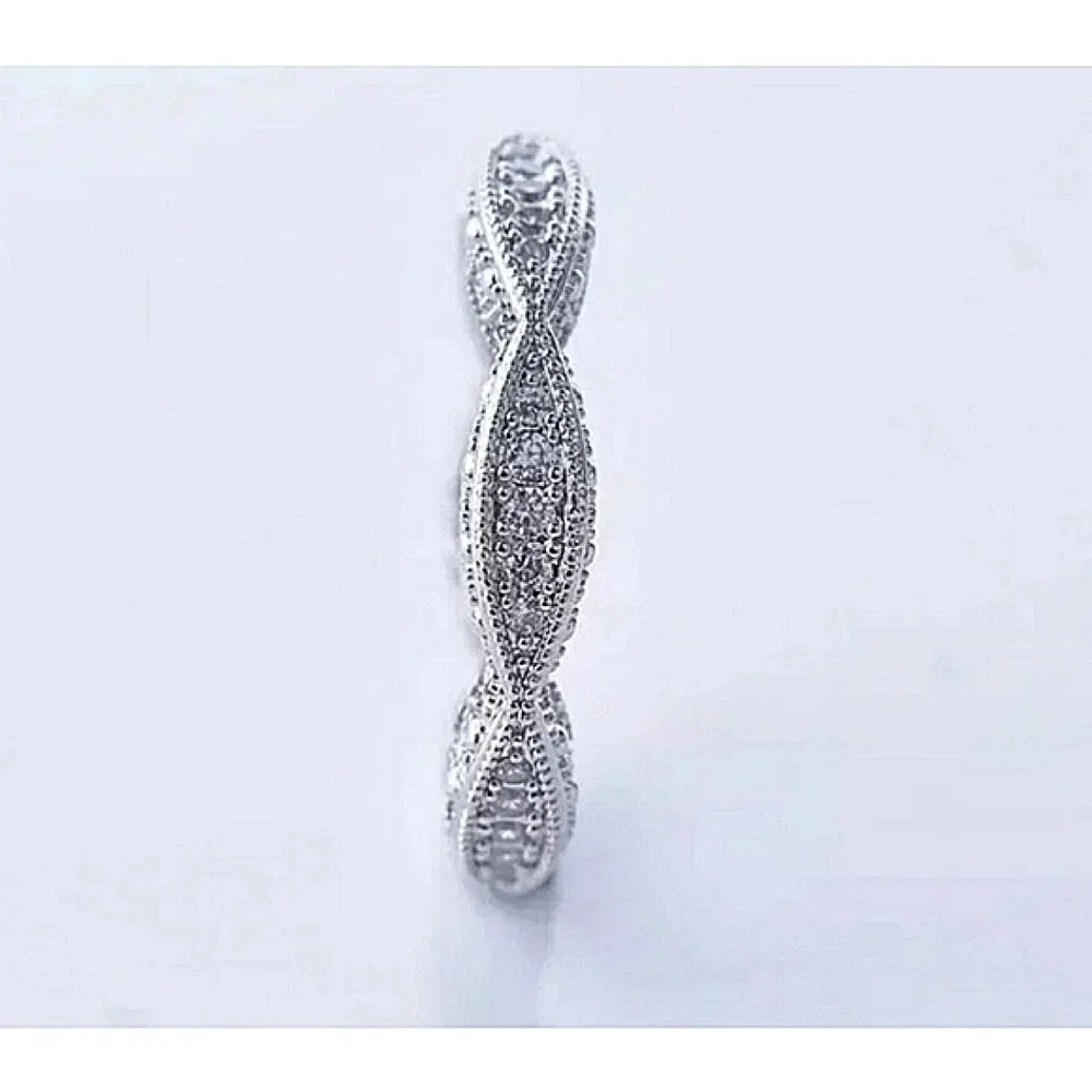NEW Women's Gold Plated Silver Eternity Simulated Diamond Band Ring‎ Sz 10